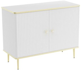 Credenza alta con 2 ante in MDF e Acciaio Bianco e Dorato - SINEAD di Pascal MORABITO