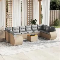 Set Divani da Giardino 11 pz con Cuscini Beige in Polyrattan 3257508