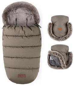 PETITE&MARS - SET Sacco per passeggino 4 in 1 COMFY + muffole per passeggino FURRY Mocha