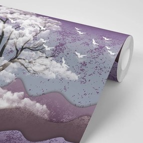 Carta da parati – Albero immerso tra le nuvole