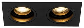 Set di 6 faretti da incasso quadrati neri orientabili a 2 luci - Chuck