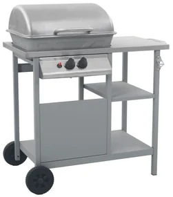 Barbecue E Griglia A Gas Con 3 Ripiani E Tavolinetto Argento /