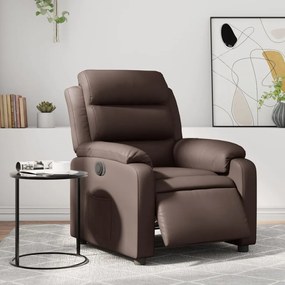 Poltrona Reclinabile Elettrica Marrone İn Similpelle /