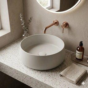 Lavabo da appoggio OLYMPIA CERAMICA Wave tondo 42cm ghiaccio opaco piletta non inclusa