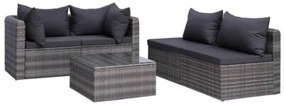 Set Divani da Giardino 9 pz con Cuscini in Polyrattan Grigio