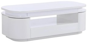 Tavolino 4 ante e 1 cassetto con LED MDF Bianco laccato - VANDANA