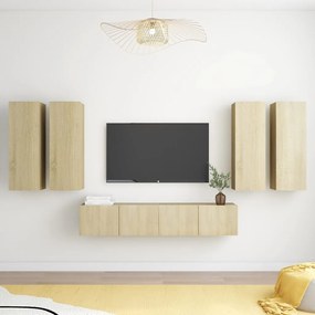 Set Di Mobili Porta Tv 6 Pz Rovere Sonoma İn Legno Multistrato /
