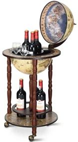Costway Mappamondo bar con ruote Mobile porta liquori disegno innovativo e pratico 88x45x45cm Beige
