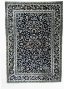 Kashan Tappeto 250 x 360 Blu (Iran) Annodato A Mano