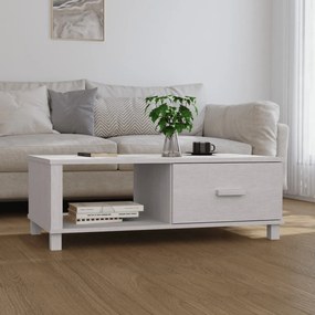 Tavolino da Salotto Bianco 100x55x35 cm Legno Massello di Pino