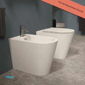 Alice Ceramica "Hide Round" Coppia Di Sanitari Da Terra Filoparete Bianco Opaco Senza Brida