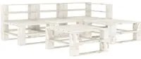 Set Salotto da Giardino 5 pz Pallet in Legno Bianco 3052174