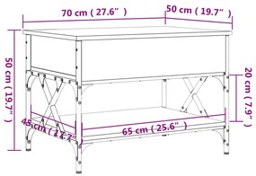 Tavolino da Salotto Nero 70x50x50cm Legno Multistrato Metallo