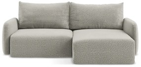 Divano angolare grigio chiaro allungabile/con contenitore (con penisola a destra) Kalena – Makamii