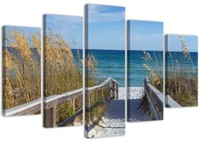 Quadro su tela 5 pannelli Mare Spiaggia Natura