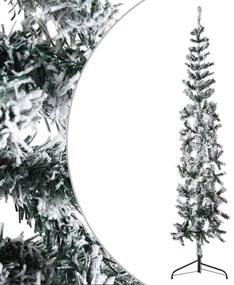 Albero Natale Artificiale Sottile a Metà Neve Fioccata, 180 cm