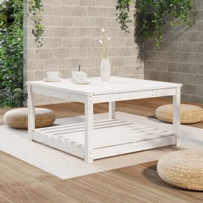 Tavolo da giardino bianco 82,5x82,5x45cm legno massello di pino