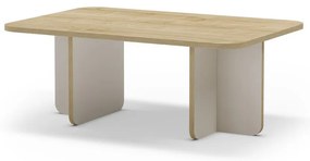 Tavolino da salotto color crema/di colore naturale con piano effetto rovere 56x100 cm Hillary – Marckeric