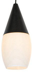 Lampada a sospensione moderna nera con vetro opale - Drop