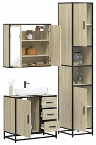 Set Mobili Da Bagno 3 Pz Rovere Sonoma İn Legno Multistrato /