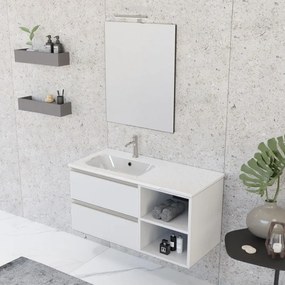 Mobile bagno sospeso 100 cm Master bianco con lavabo e specchio