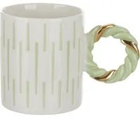 Tazza mug verde e bianca 350 ml New Bone China