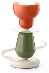Lumetto Vintage Decò Berimbau Ferro Ceramica Arancio Pokè E Verde 1 Luce E27