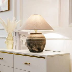 Lucande lampada da tavolo Thalorin, altezza 46 cm, grigio, ceramica