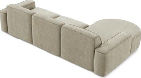 Divano angolare beige (con penisola a sinistra/con chaise lounge) con rivestimento in ciniglia Omao – Makamii