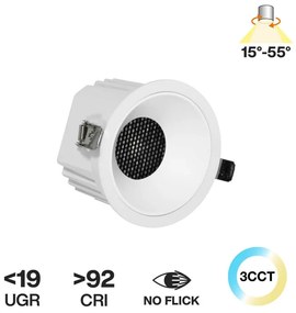 Faro da Incasso Bianco 18W, Foro Ø95mm, CCT, 15°-55° con driver Philips Colore Bianco Variabile CCT