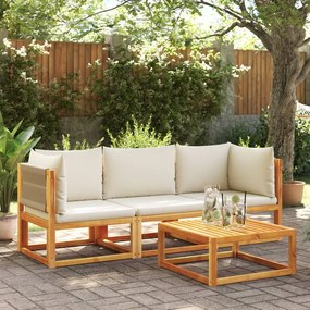 Set divano da giardino 3pz con cuscini legno massello di acacia