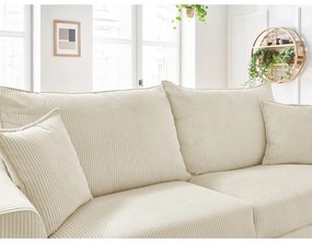 Divano color crema allungabile con rivestimento in velluto a coste 225 cm Augustin – Bobochic Paris