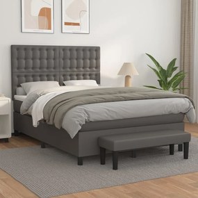 Giroletto A Molle Con Materasso Grigio 140x190 Cm İn Similpelle /