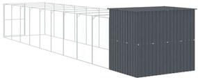Casetta cani con corsa antracite 214x1069x181cm acciaio zincato