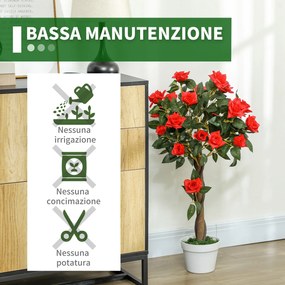 Set 2 Piante Artificiali Camelie con 21 Fiori per Interni con Vaso in PE Arancione...