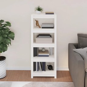 Libreria bianca 50x35x125,5 cm in legno massello di pino