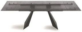 Tavolo allungabile 240 cm WATERS base in metallo Nero e piano in vetro Fumč