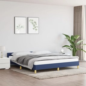 Giroletto Con Testiera Senza Materasso Blu 160x200 Cm Tessuto /