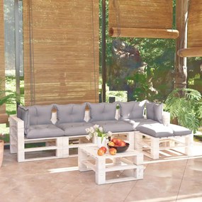 Set divani da giardino pallet 6 pz con cuscini in legno di pino