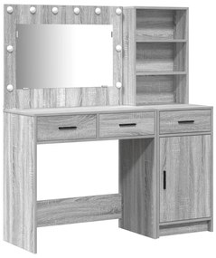 Set da toeletta in 2 pezzi con led grigio in legno ingegnerizzato