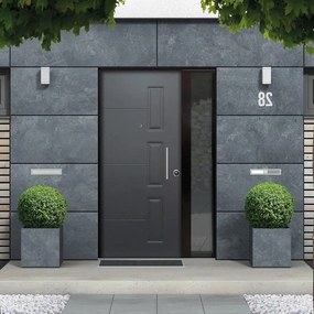 Porta blindata MASTER Jack con vetro L 90 x H 210 cm in PVC grigio/bianco, apertura spingere a sinistra, falso telaio incluso