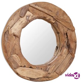 vidaXL Specchio Decorativo in Legno di Teak 60 cm Rotondo