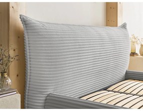 Letto matrimoniale in grigio chiaro imbottito con spazio contenitivo con griglia inclusa 160x200 cm Jade – Bobochic Paris