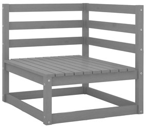Set divani da giardino 2 pz grigio in legno massello di pino