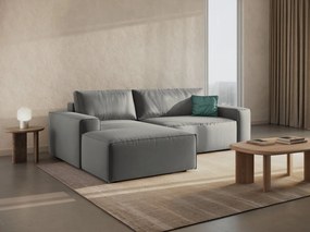 Divano letto angolare Jodie con contenitore in velluto – L246cm
