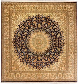 Cashmere Silk Tappeto 250x250 Beige (Indian) Annodato A Mano