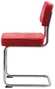 Sedia da pranzo in velluto a coste rosso Rupert - Unique Furniture