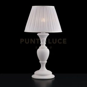 Lume in legno bianco shabby 1 luce con paralume dm.35 fiorenza