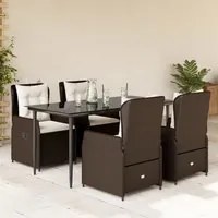 Set da Pranzo da Giardino 5pz con Cuscini in Polyrattan Marrone 3262843