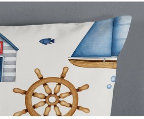 Set copripiumino e federa da bambini blu/color crema in cotone per culla 100x135 cm Ahoy – Good Morning